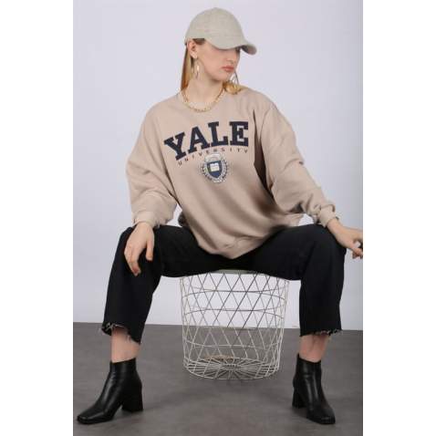 Mad Girls Beige Sweatshirt MG1208 - Bej