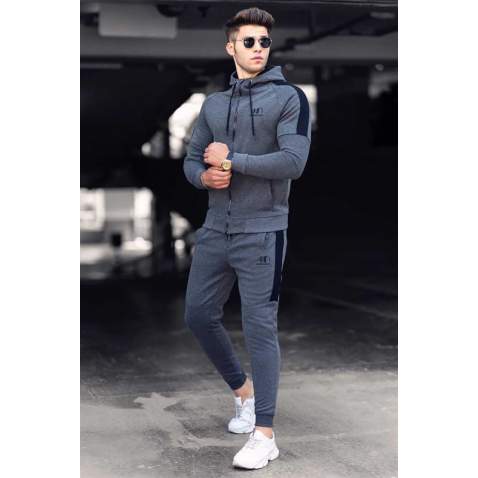 Madmext Anthracite Printed Men Tracksuit Set 4671 - Antrasit