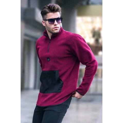 Maroon Zip Neck Sweatshirt 6018 - Bordo