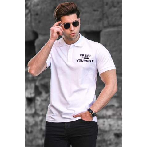 Madmext Men White Polo T-shirt 5247 - Beyaz