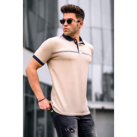 Men Basic Beige Polo T-Shirt - Bej