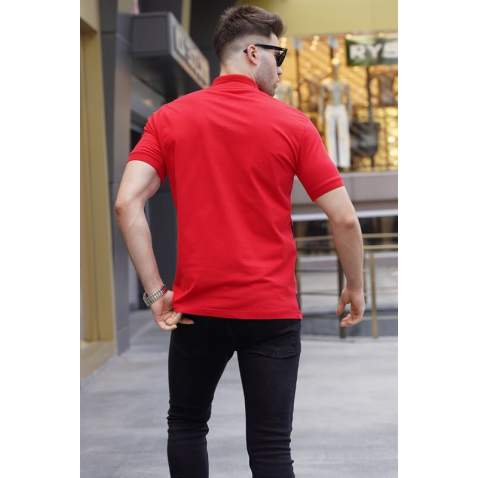 Red Designed Polo T-Shirt 5871 - Kırmızı