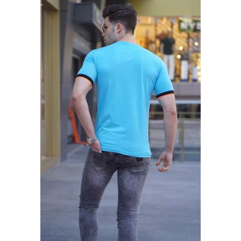 Madmext Turquoise Printed T-shirt for Men 4593 - Turkuaz