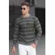 Madmext Men Striped Khaki Sweater 5191 - Haki