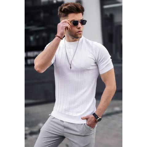 Madmext Men White T-Shirt 5684 - Beyaz