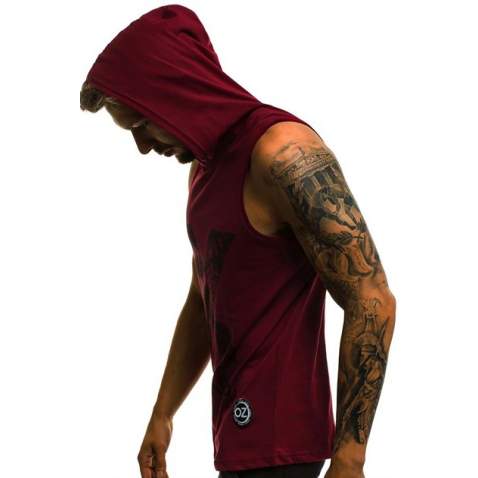 Madmext Men Maroon Hoodie Vest 2649 - Bordo