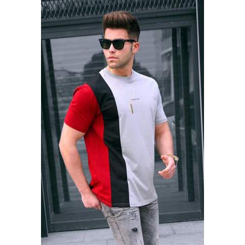 Madmext Men Striped Dye Gray T-shirt 5370 - Boyalı gri