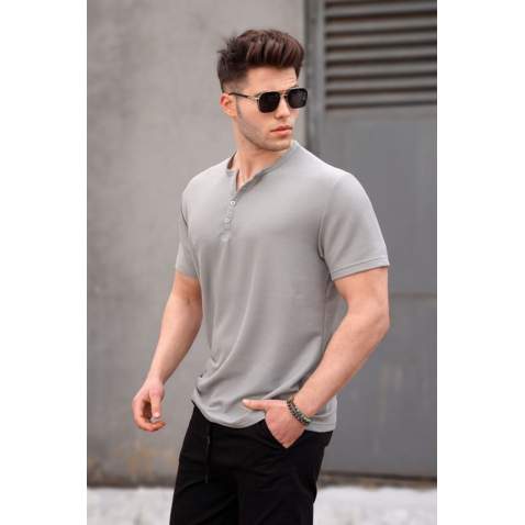 Men Dye Gray Basic T-Shirt - Boyalı gri