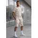 Madmext Men Oversize Beige Shorts Set 5391 - Bej