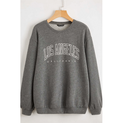 Mad Girls Printed Smoke Gray Sweatshirt MG780 - Koyu antrasit