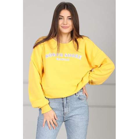 Mad Girls Yellow Printed Sweatshirt MG823 - Sarı