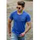 Madmext Big Size Blue T-shirt for Men 4555 - Lacivert