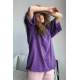 Mad Girls Oversize Purple T-shirt MG1354 - Mor