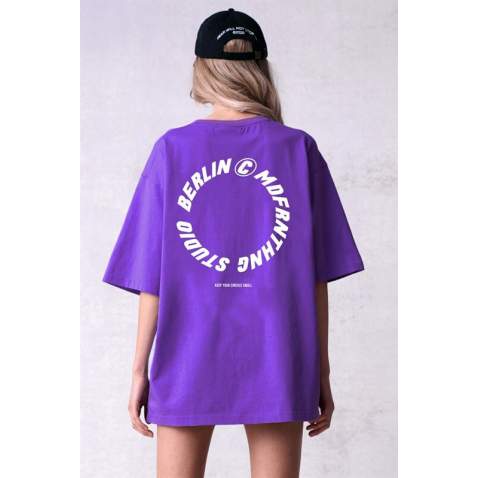 Mad Girls Unisex Printed Purple T-shirt Mg1197 - Mor