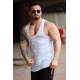 Madmext Men Striped Turquiose Vest 2571 - Turkuaz/beyaz