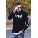 Madmext Men Printed Black Hoodie 4385 - Siyah