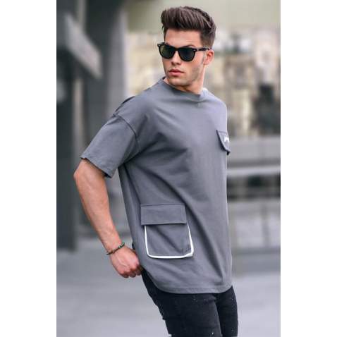 Men Oversize Smoke Gray T-Shirt 5833 - Füme