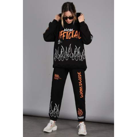 Mad Girls Black Tracksuit MG1320 - Siyah