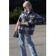 Mad Girls Navy Blue Oversize Women Lumberjack Shirt MG042 - Lacivert