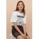 Mad Girls Wide Cut Printed White T-shirt Mg1114 - Beyaz