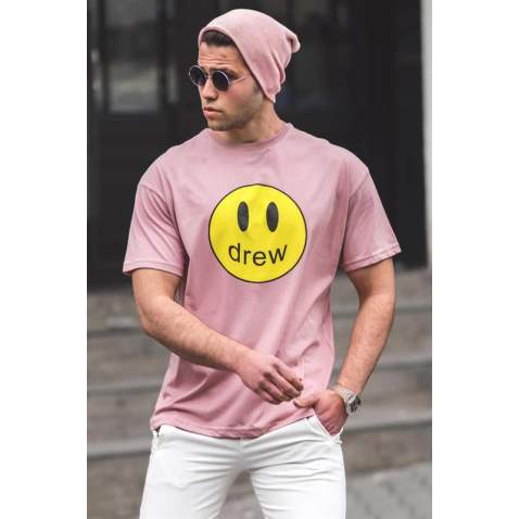 Madmext Printed Soft Pink T-shirt for Men 5206 - Pudra