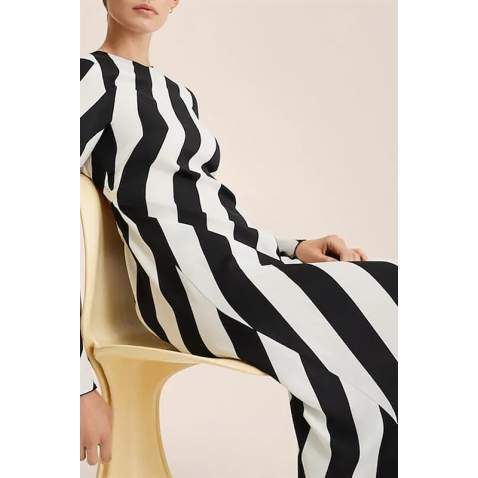 Mad Girls Striped Black Long Dress MG1443 - Siyah