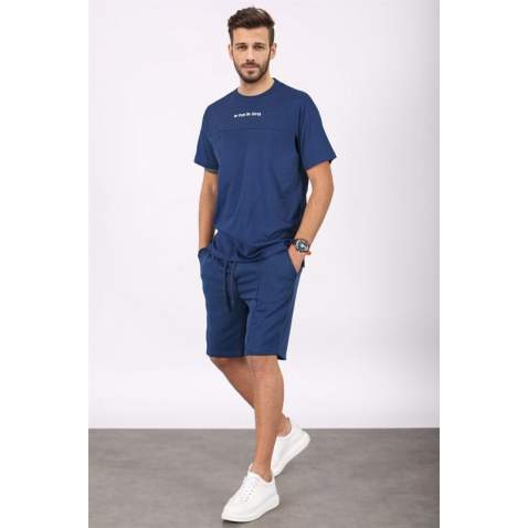 Madmext Men Navy Blue Shorts Set 5382 - Lacivert