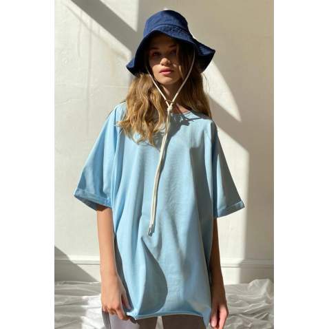 Mad Girls Oversize Blue T-shirt MG1354 - Mavi