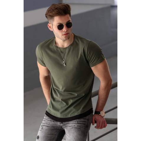 Madmext Khaki Basic T-shirt for Men 4465 - Haki