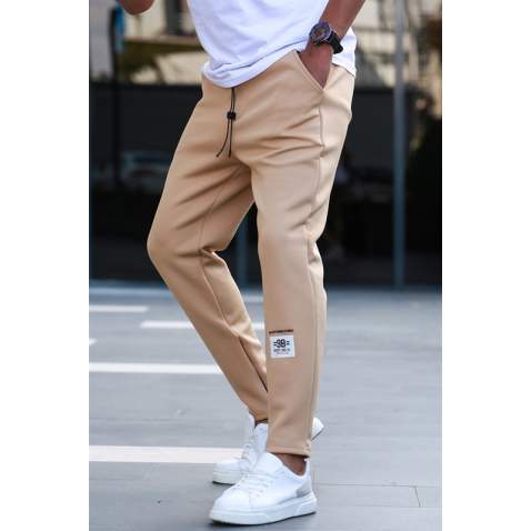 Madmext Men Beige Zip Sweatpants 5421 - Bej