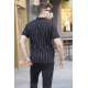 Men Striped Black Polo T-Shirt 5879 - Siyah