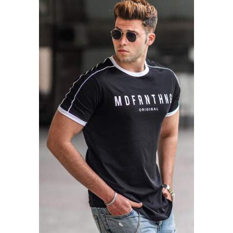 Madmext Men Printed Black T-shirt 5259 - Siyah