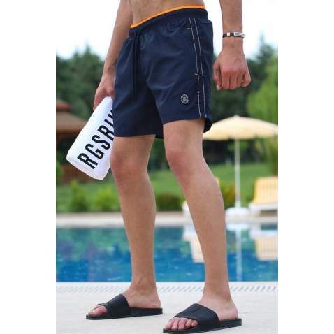 Madmext Men Striped Navy Blue Swim Shorts 2943 - Lacivert