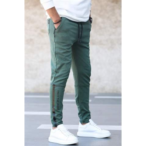 Madmext Men Printed Khaki Sweatpants 4213 - Haki