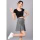 Women Striped Anthracite Pleated Mini Skirt MG1451 - Antrasit