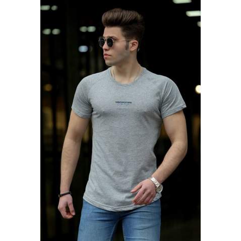 Madmext Grey Basic T-shirt for Men 4516 - Gri