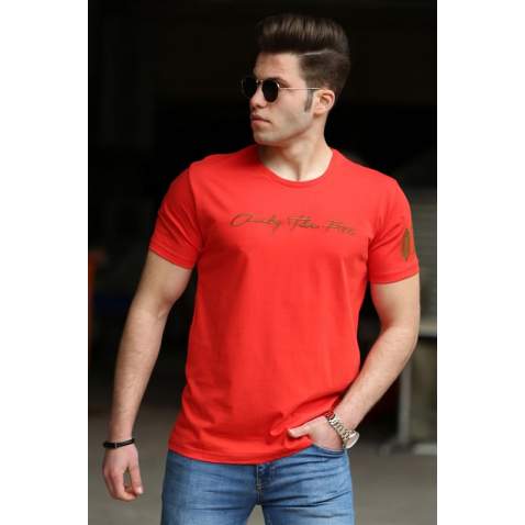 Madmext Red Printed T-shirt for Men 4496 - Kırmızı