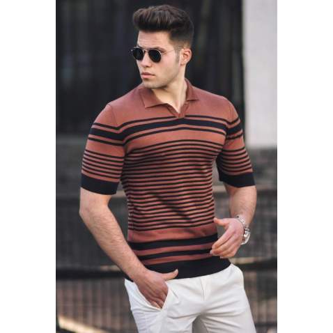 Madmext Men Tile Brown Polo T-shirt 5083 - Kiremit