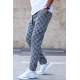 Madmext Men Plaid White Sweatpants 5426 - Beyaz