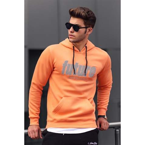 Madmext Orange Printed Hoodie 4164 - Turuncu