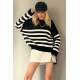 Black Striped Sweater MG1258 - Siyah