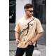 Men Oversize Beige T-Shirt - Bej