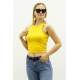 Mad Girls Yellow Crop Top MG361 - Sarı