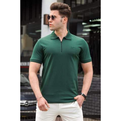 Madmext Men Knitted Seaweed Green Polo T-shirt 5248 - Yeşil