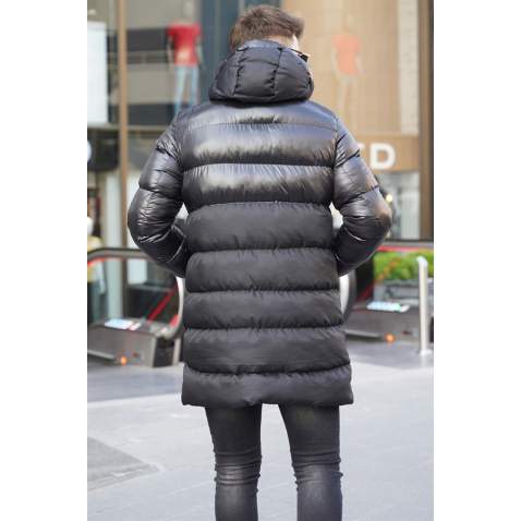 Black Hoodie Puffer Jacket 5742 - Siyah