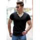 Madmext Black Basic V Neck T-shirt for Men 4551 - Siyah