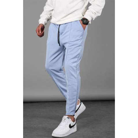 Men Striped Blue Sweatpants - Mavi