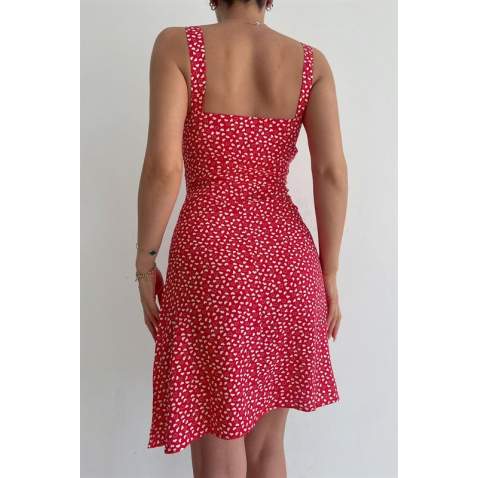 Red Designed Strappy Mini Dress MG1538 - Kırmızı