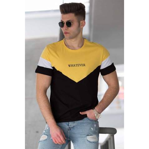 Madmext Black Two-Tone T-shirt for Men 4476 - Siyah