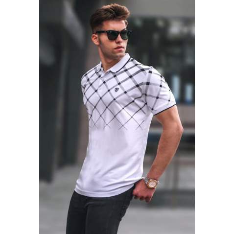 Men White Polo T-Shirt 5867 - Beyaz